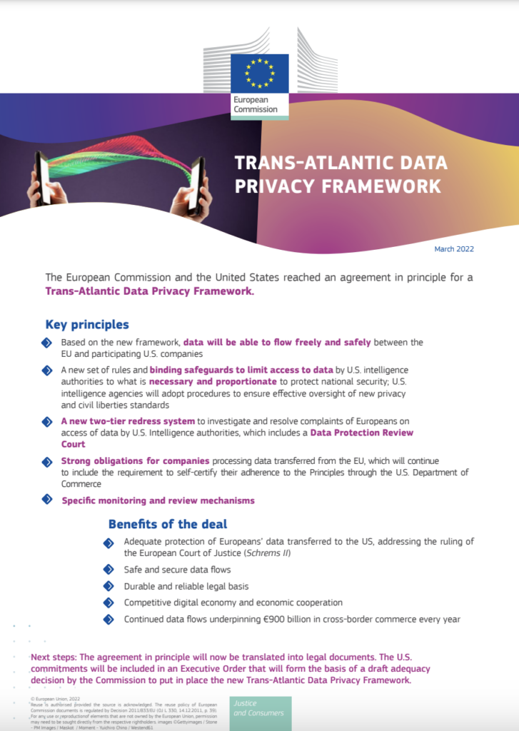 PDF Factsheet über das Transatlantische Data Privacy Framework